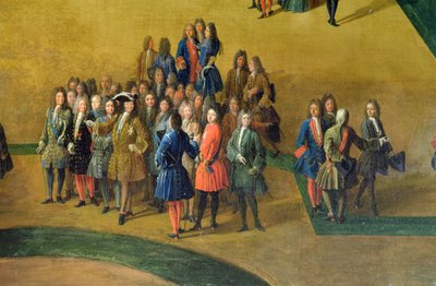 ルイ14世の庭園のベルサイユ庭園の詳細にあるアポロ浴場のグローブ、1713年の油彩 作： Pierre Denis Martin